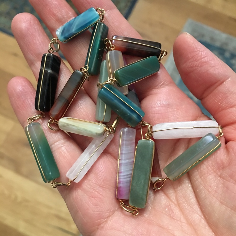 Agate stone wire wrapped necklace